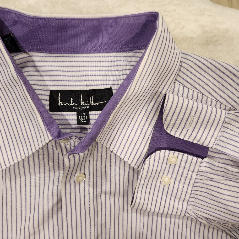 Nicole Miller Purple Pin Stripe Shirt